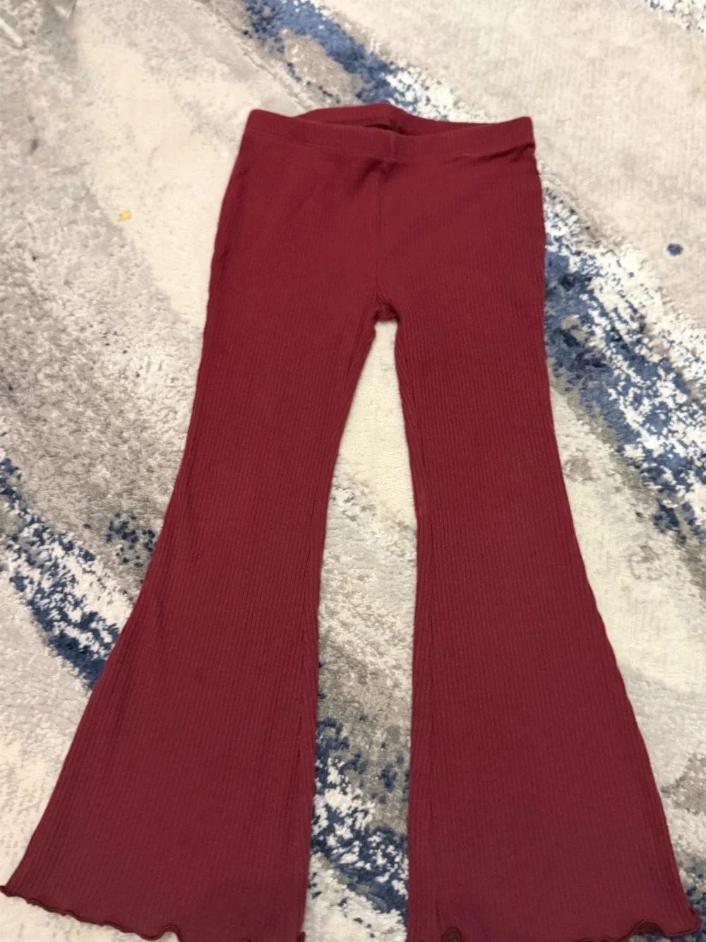 Old Navy Girls 4T Ribbed Flare Pants Black Burgundy 2-Piece Bundle